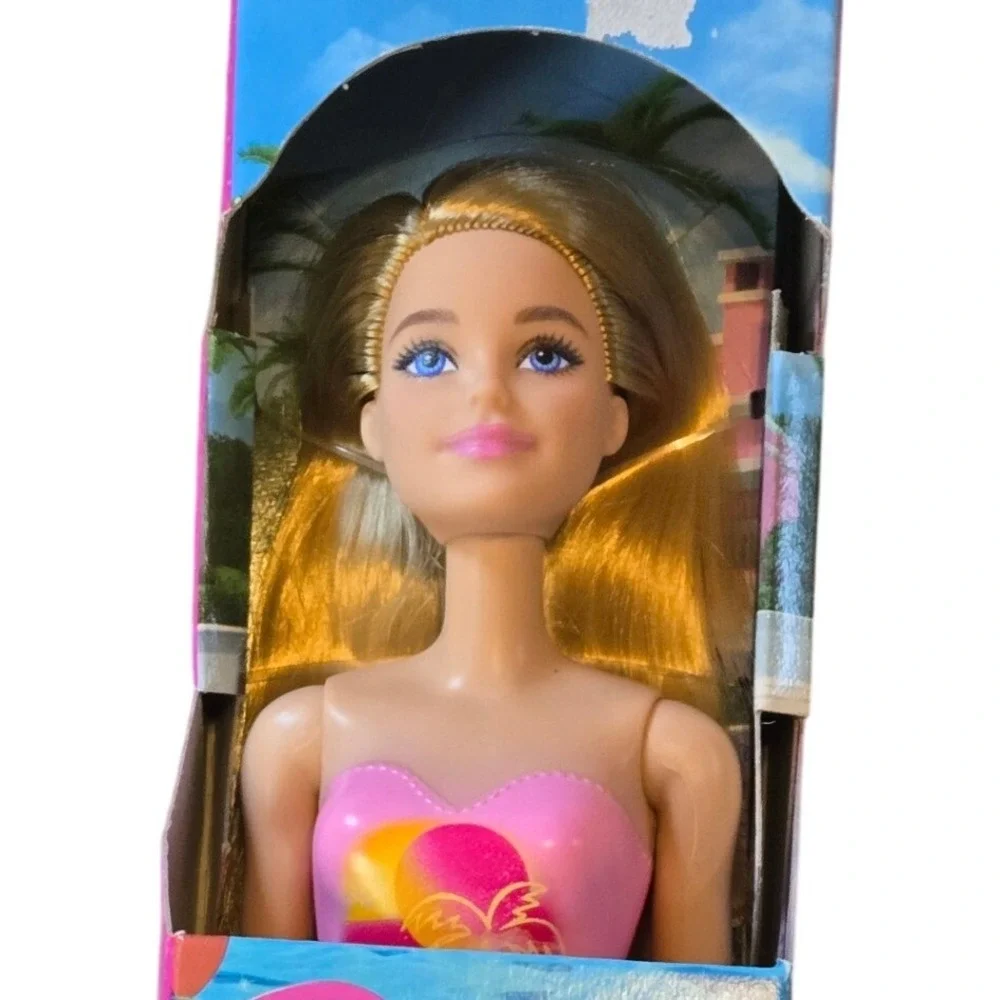 Barbie Blonde Swimsuit Fashion Doll Pink One Piece Mattel HXX48 NIB‎